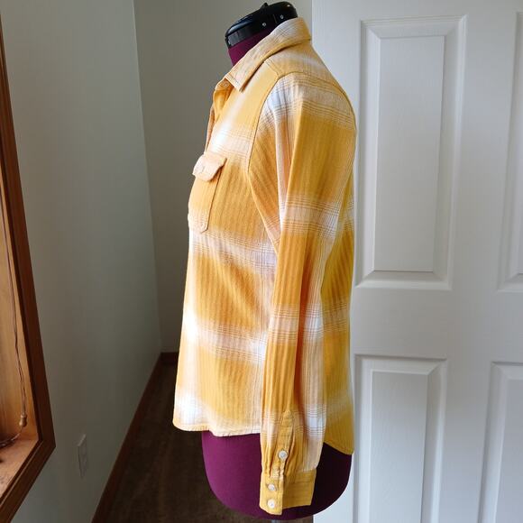 Universal Thread Cotton Yellow Plaid Button-up Shirt S yellow white long sleeve - Picture 3 of 12